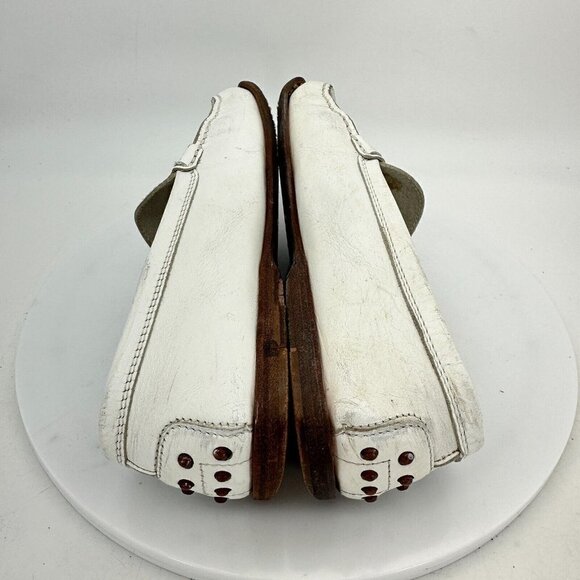 Tod's Penny Loafers White Leather Slip On Driving Flat Women Shoes Sz 7 EU 37 - Picture 8 of 13